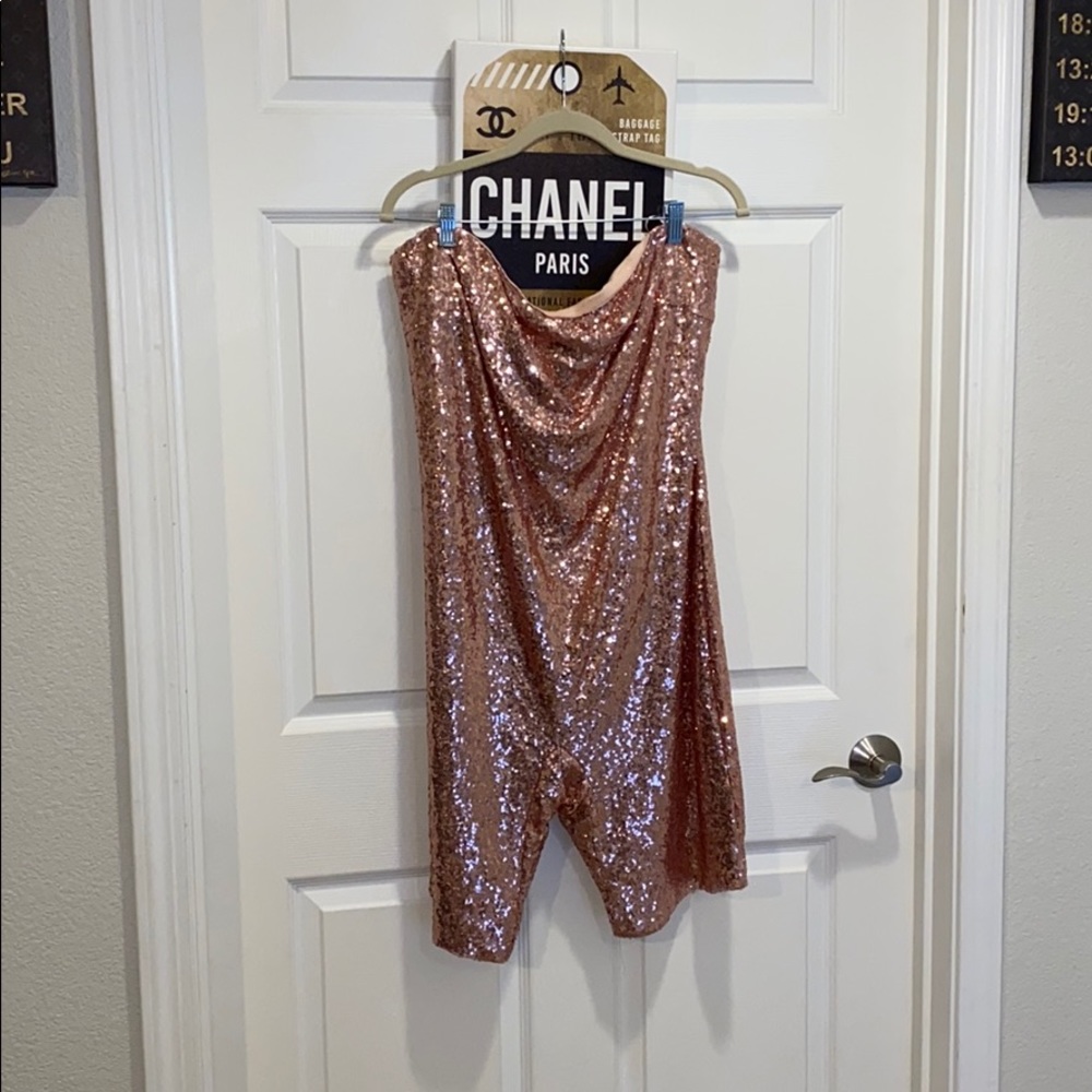 Birthday romper, NWT, fashion nova, rose gold